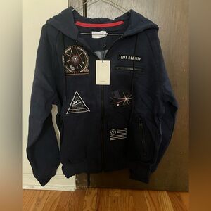Elevenparis Magala Men’s Hoodie Size S Navy Defy Gravity Patches LA Collection
